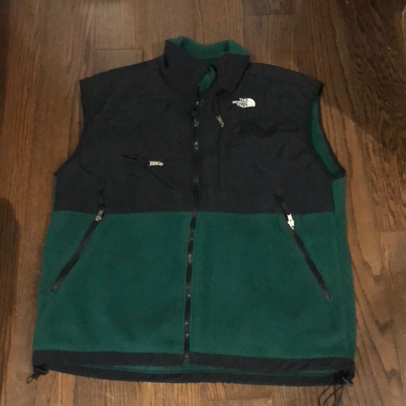 green and black north face jacket